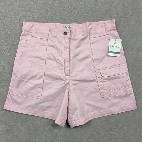 Vintage Bugle Boy Shorts Womens 12 Pink Cotton Twill Cargo High Rise Deadstock — photo 2